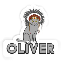Indianer-Katzen Aufkleber mit dem Namen Oliver