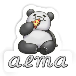 Pizza-Pandas Aufkleber mit dem Namen Alma