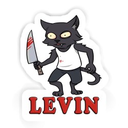 Psycho-Katzen Aufkleber mit dem Namen Levin