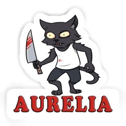 Psycho-Katzen Aufkleber mit dem Namen Aurelia
