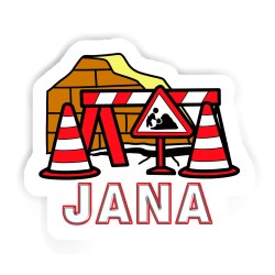 Straßenbaustelle Aufkleber mit dem Namen Jana