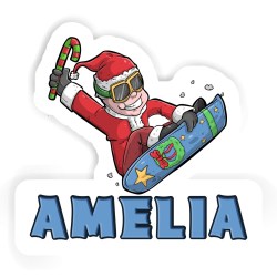 Weihnachts-Snowboarder Aufkleber mit dem Namen Amelia