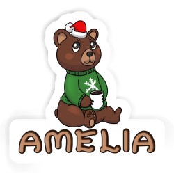 Weihnachtsbären Aufkleber mit dem Namen Amelia