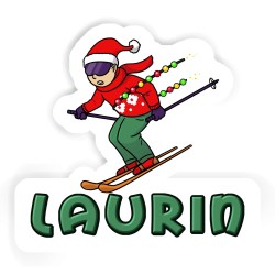 Weihnachts-Skiläufer Aufkleber mit dem Namen Laurin