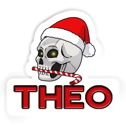 Weihnachtsschädel Aufkleber mit dem Namen Theo